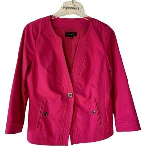 Talbots Bright Pink Long Sleeve Career Blazer Jacket Size 6
